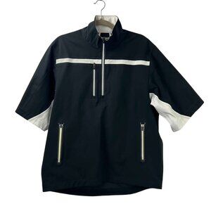 FJ Dryjoys Tour XP Men's Medium Black & White 1/4 Zip Short Sleeve Jacket